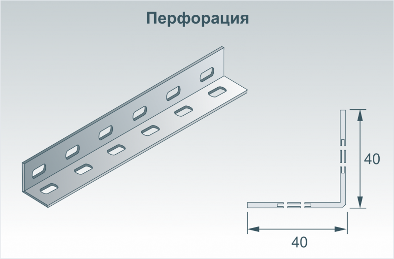 Профиль угловой (L - профиль) перфорированный 40х40 мм